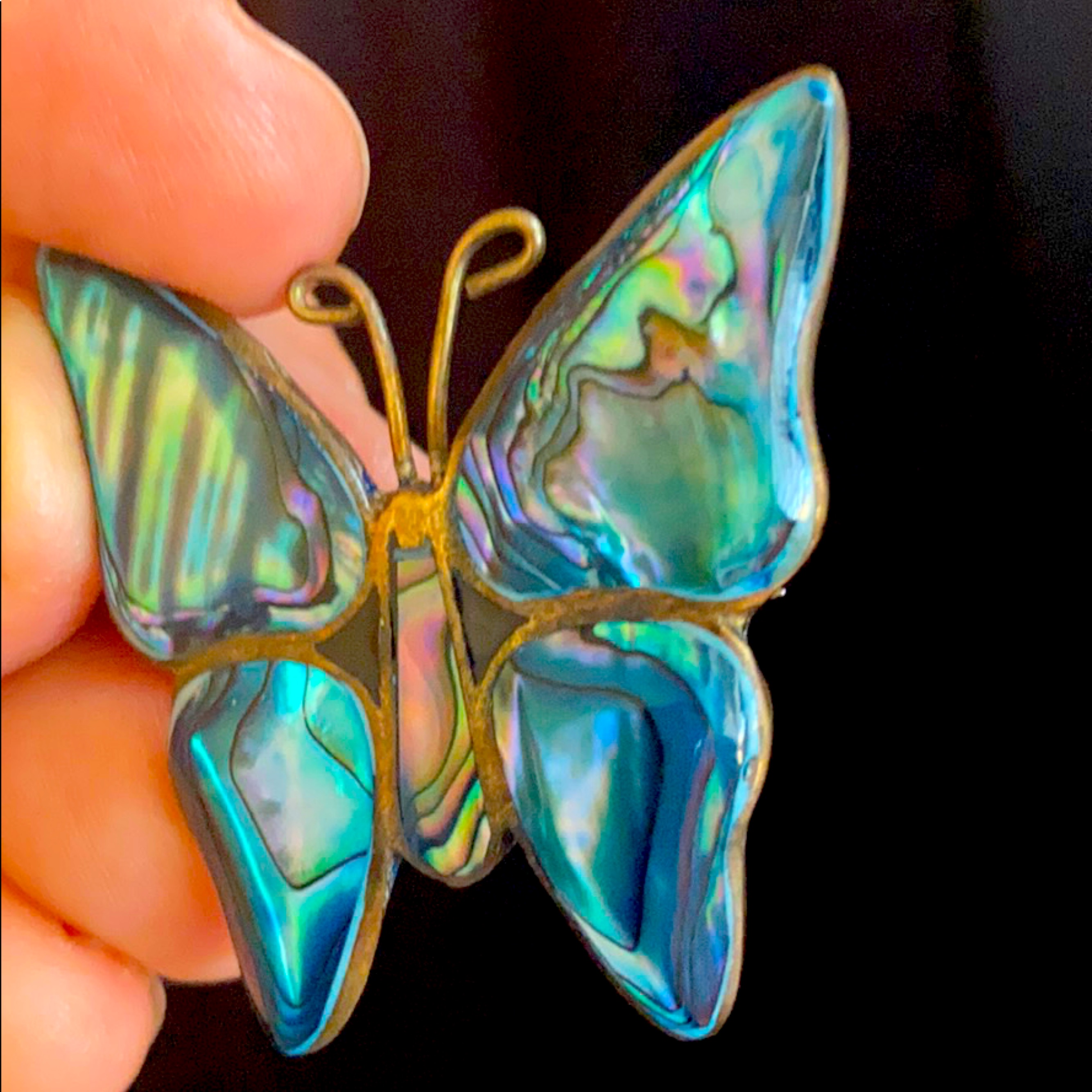 Vintage Mother Of Pearl Butterfly Brooch